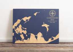 Gardiners Bay, New York Map - Engraved Wood Coastal Chart Wall Art Sign, Beach Home Decor Nautical Print, Unique Personalized Family Gift - thumbnail 1