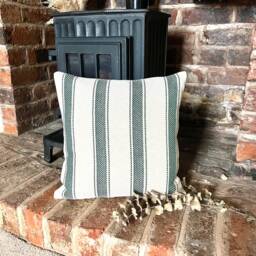 1491. Green Stripe Talara Heavy Linen Look Cushion Cover, Various Sizes - thumbnail 2