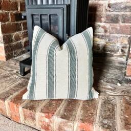 1491. Green Stripe Talara Heavy Linen Look Cushion Cover, Various Sizes - thumbnail 1