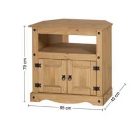 Solid Pine Corner Tv Stand Rustic Media Storage Cabinet With Doors - thumbnail 4