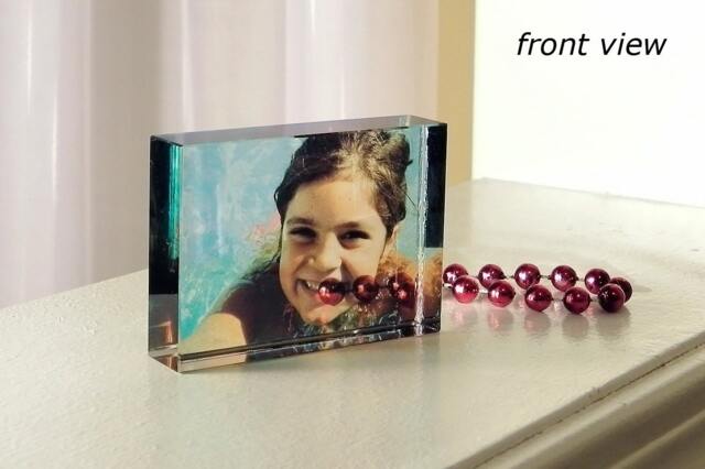 Personalized Photo Frame - See Through Glass Small Brick - image 1