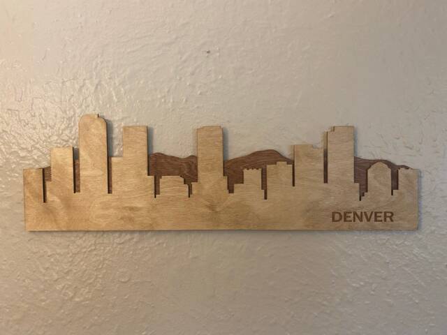 Denver Skyline Wooden Sign - Rustic Art 3-D Layered Laser Cut Wall Handmade Decor Gift Ideas - image 1