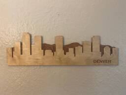 Denver Skyline Wooden Sign - Rustic Art 3-D Layered Laser Cut Wall Handmade Decor Gift Ideas - thumbnail 1