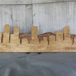 Denver Skyline Wooden Sign - Rustic Art 3-D Layered Laser Cut Wall Handmade Decor Gift Ideas - thumbnail 3