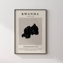 Abstract Rwanda Map Vintage Wall Art Print Picasso + Matisse Inspired Travel Poster - thumbnail 2