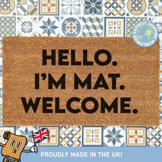 Hello I'm Mat Welcome Custom Doormat, Funny Home Decor, Housewarming Gift, Realtor Gifts For Him, Men - image 1