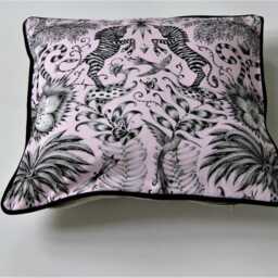 Clarke & Pale Pink Zebra Print Cotton Cushion Cover - thumbnail 2