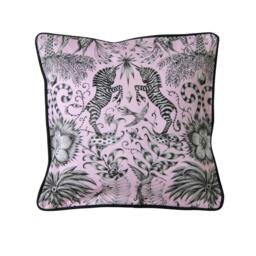 Clarke & Pale Pink Zebra Print Cotton Cushion Cover - thumbnail 1