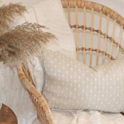Mila Throw Pillow, Natural With White Dot - thumbnail 3