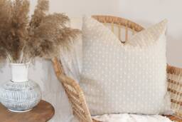 Mila Throw Pillow, Natural With White Dot - thumbnail 1