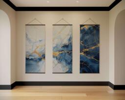Blue Kintsugi Tapestry - Wall Hanging Unique Art