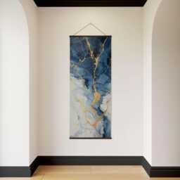 Blue Kintsugi Tapestry - Wall Hanging Unique Art - thumbnail 2