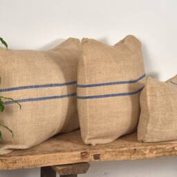 Antique Blue Striped Linen Cushion - thumbnail 3