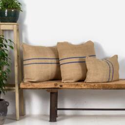 Antique Blue Striped Linen Cushion - thumbnail 1