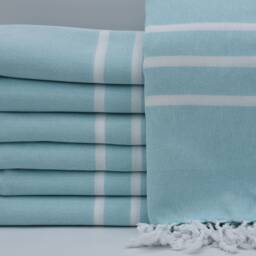 "Mint Green Towel, Handmade Peshtemal, Soft Towel, Turkish Towel, 3 Striped Towel, 40""x70" - thumbnail 3