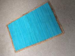 Handmade Chindi Rug, Handmade Rag Boho Hippie Vegan Rug. Colorfull Teal, Auqa. 20 - thumbnail 1