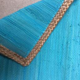 Handmade Chindi Rug, Handmade Rag Boho Hippie Vegan Rug. Colorfull Teal, Auqa. 20 - thumbnail 3