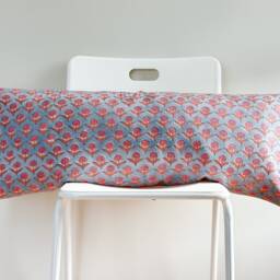 Floral Lumbar Pillow Cover Indian Block Print, Natural Dyed - thumbnail 2