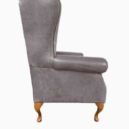 Chesterfield High Back Wing Chair - Presented in Genuine Vintage Ash Leather The Kensington - thumbnail 3