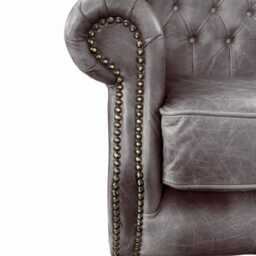 Chesterfield High Back Wing Chair - Presented in Genuine Vintage Ash Leather The Kensington - thumbnail 2