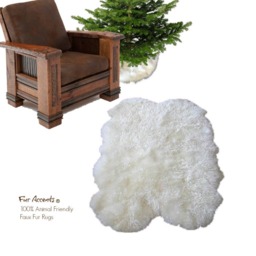Faux Fur Sheepskin Rug - Shaggy Quatro Design Throw, Handmade in Usa - thumbnail 1