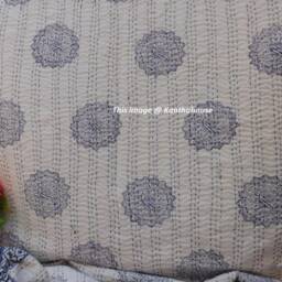 Handmade Kantha Quilt Indian Hand Block Printed Cotton Bedspread - thumbnail 3