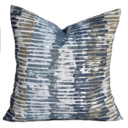 One Striped Pillow Cover, Cushion, Decorative Throw Pillow, Grey Slate Tan Ecru Accent Beach Decor
