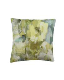 Handmade Country Digital Floral Garden Linen Throw Pillow Sham Cushion Cover in Duck Egg Lime & Ochre - thumbnail 1