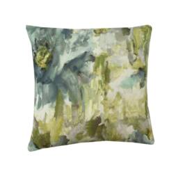 Handmade Country Digital Floral Garden Linen Throw Pillow Sham Cushion Cover in Duck Egg Lime & Ochre - thumbnail 3