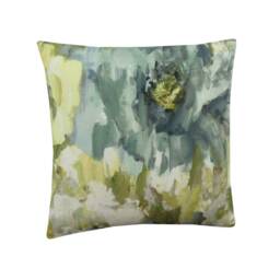 Handmade Country Digital Floral Garden Linen Throw Pillow Sham Cushion Cover in Duck Egg Lime & Ochre - thumbnail 2