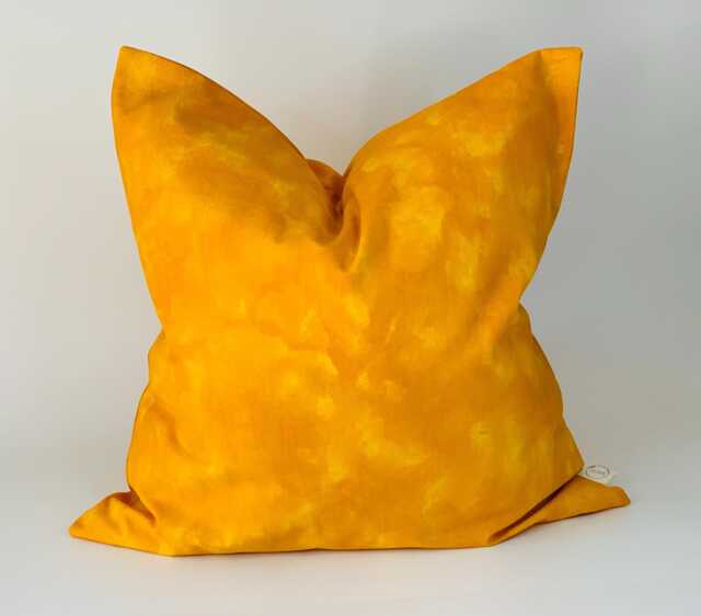 Handmade Mottled Yellow Cushion Cover, Reclaimed Fabric, 18x18 - image 1
