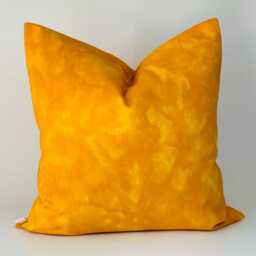 Handmade Mottled Yellow Cushion Cover, Reclaimed Fabric, 18x18 - thumbnail 2