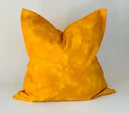 Handmade Mottled Yellow Cushion Cover, Reclaimed Fabric, 18x18 - thumbnail 1