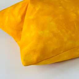 Handmade Mottled Yellow Cushion Cover, Reclaimed Fabric, 18x18 - thumbnail 3