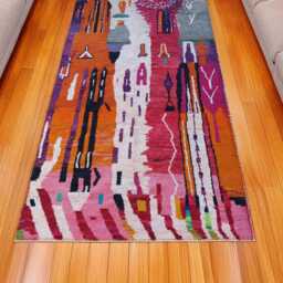 Modern Moroccan Abstract Rug - Handwoven Berber Carpet With Bold Colors, Boho Home Decor, Unique Handmade Wool Art - thumbnail 2