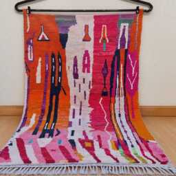 Modern Moroccan Abstract Rug - Handwoven Berber Carpet With Bold Colors, Boho Home Decor, Unique Handmade Wool Art - thumbnail 1