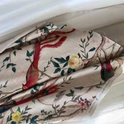 Avventura Linen With Flowers & Paradise Birds, Fabric By The Meter, 7 Colors, Carlucci Jab - thumbnail 2