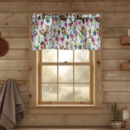 Boho Western Valance Floral Skull Cactus Curtain Southwest Ranch Print Custom Window Treatment Kitchen Living Room Decor - thumbnail 1