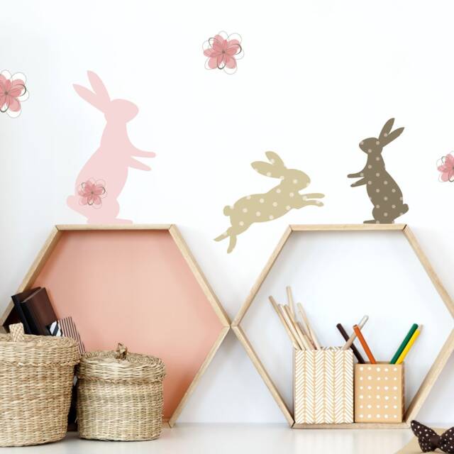 Bunny Wall Stickers, Rabbit Decal, Nursery - image 1