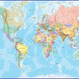 Giant World Map Mural - Blue Ocean Political Wall Art - thumbnail 3