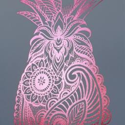 A4 Metallic Foil Pineapple Wall Art, Boho Print in Fuchsia - thumbnail 2