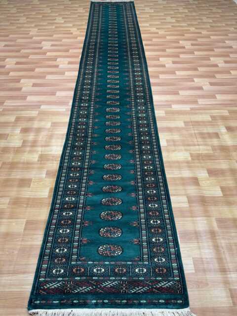 2.6x16 Emerald Green Bokhara Rug - Runner Hallway Luxury Long Fine Quality Afghan - image 1