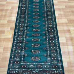2.6x16 Emerald Green Bokhara Rug - Runner Hallway Luxury Long Fine Quality Afghan - thumbnail 3