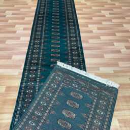 2.6x16 Emerald Green Bokhara Rug - Runner Hallway Luxury Long Fine Quality Afghan - thumbnail 4