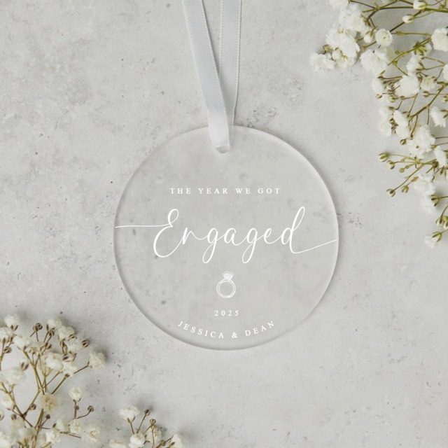 Year We Got Engaged Personalised Frosted Christmas Ornament - First Couple Gift Engagement 2025 - image 1