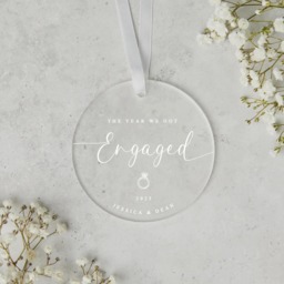 Year We Got Engaged Personalised Frosted Christmas Ornament - First Couple Gift Engagement 2025 - thumbnail 1