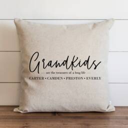 Personalized Grandkids Pillow Cover - Custom Christmas Gift From Grandchildren Customizable Xmas Gift For Grandma & Grandpa - thumbnail 1