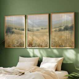 Rolling Hills Landscape Poster Set Of 3 Rustic Countryside Wall Art - thumbnail 3