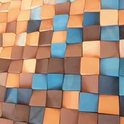 Navy & Orange Wood Wall Art - Modern 3D Mosaic Sculpture - thumbnail 3