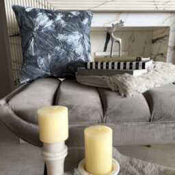 Gray Art Silk, Ribbon Embroidered Nature & Floral Pattern, Modern Throw Pillow Cover/Euro Sham - Grey Robe - thumbnail 2